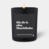 Duftkerze Schwarz Woody Mit dir is alles Muschibubu von ChattyCandles