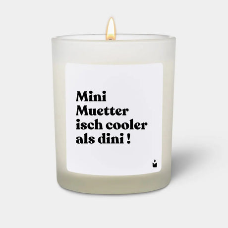 Duftkerze Weiss Flowery Mini Muetter isch cooler als dini! von ChattyCandles