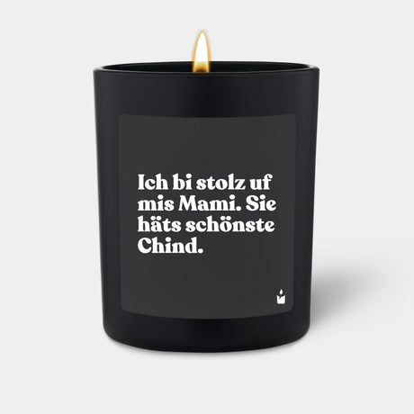 Duftkerze Schwarz Flowery Ich bi stolz uf mis Mami. Sie häts schönste Chind. von ChattyCandles