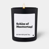 Duftkerze Schwarz Flowery Schiss uf Muettertag! Ich lieb dich jede Tag. von ChattyCandles