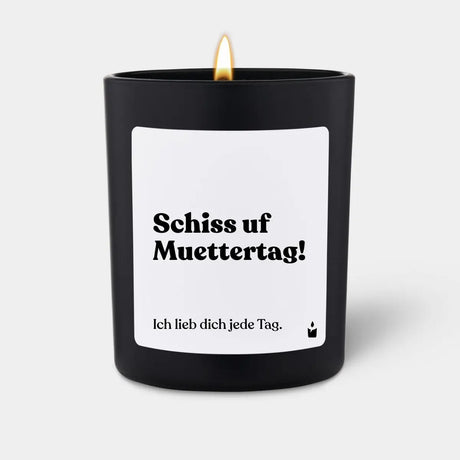 Duftkerze Schwarz Flowery Schiss uf Muettertag! Ich lieb dich jede Tag. von ChattyCandles