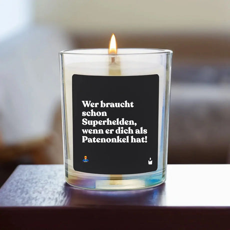 Duftkerze Rainbow Woody Wer braucht schon Superhelden, wenn er dich als Patenonkel hat! von ChattyCandles