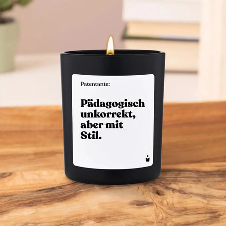 Duftkerze Schwarz Woody Patentante: Pädagogisch unkorrekt, aber mit Stil. von ChattyCandles
