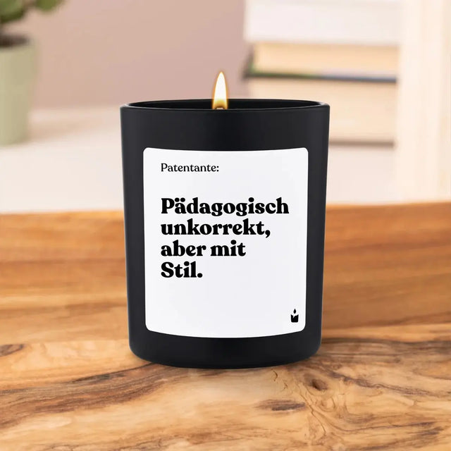 Duftkerze Schwarz Woody Patentante: Pädagogisch unkorrekt, aber mit Stil. von ChattyCandles