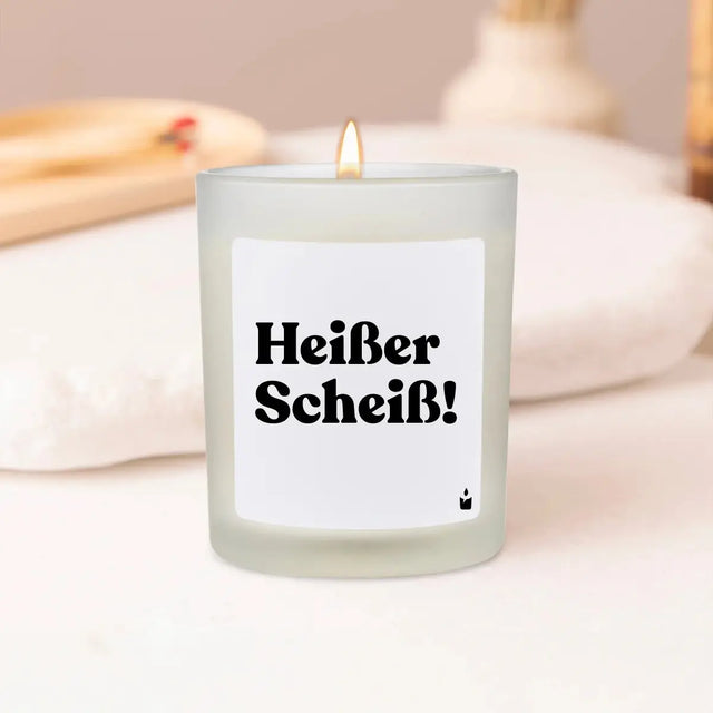 Duftkerze Weiss Woody Heißer Scheiß! von ChattyCandles