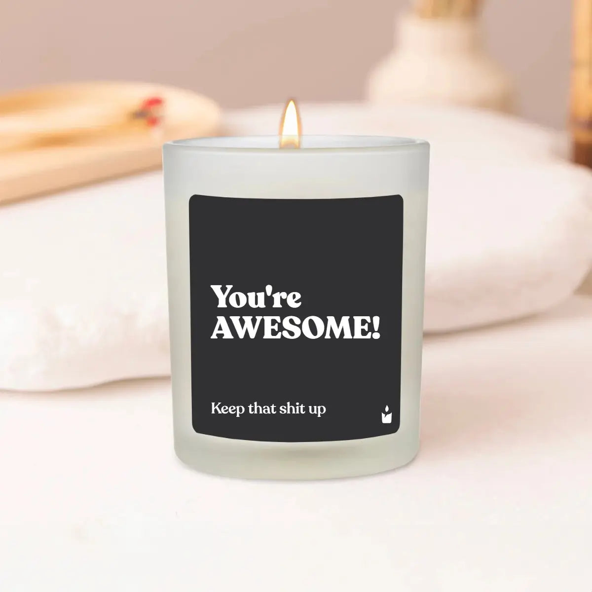 Duftkerze Weiss Flowery You're AWESOME! Keep that shit up von ChattyCandles