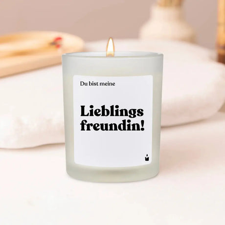 Duftkerze Weiss Woody Du bist meine Lieblingsfreundin! von ChattyCandles