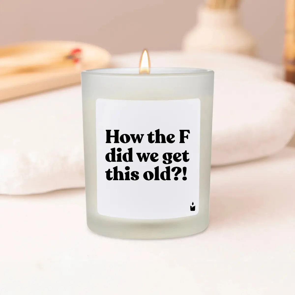 Duftkerze Weiss Flowery How the F did we get this old?! von ChattyCandles