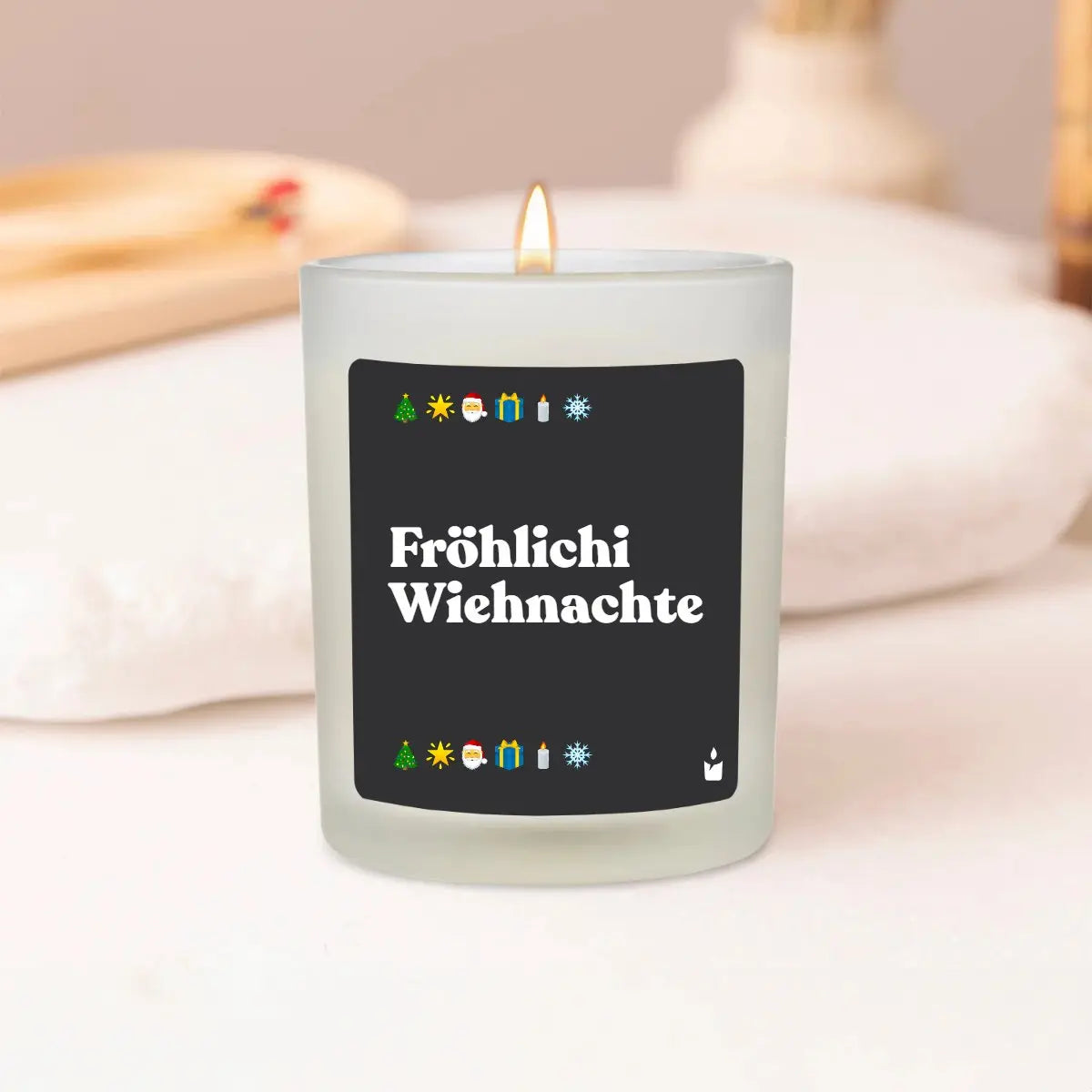 Duftkerze Weiss Woody Fröhlichi Wiehnachte von ChattyCandles