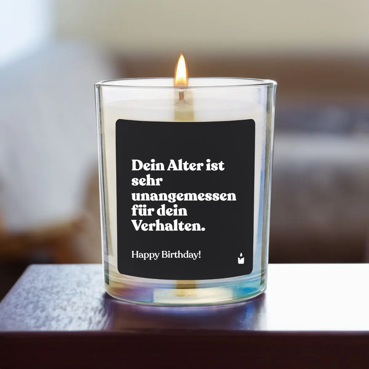 Duftkerze Rainbow Woody Dein Alter ist sehr unangemessen für dein Verhalten. Happy Birthday! von ChattyCandles