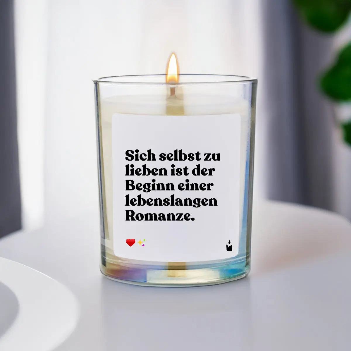 Duftkerze Rainbow Flowery Sich selbst zu lieben ist der Beginn einer lebenslangen Romanze. von ChattyCandles