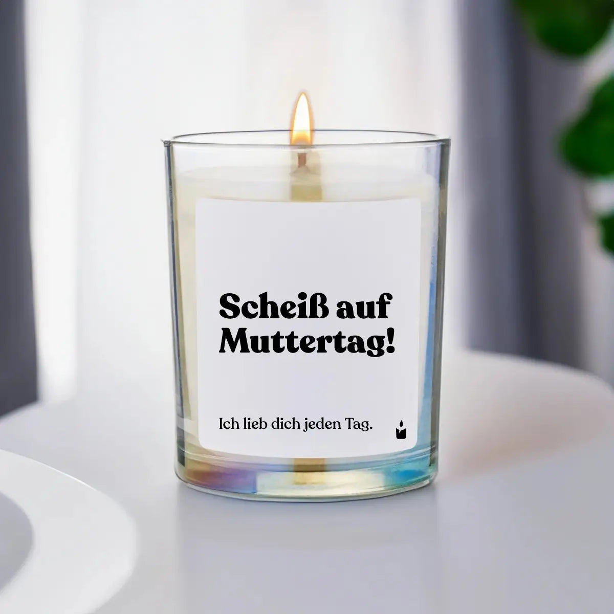 Duftkerze Rainbow Woody Scheiß auf Muttertag! Ich lieb dich jeden Tag. von ChattyCandles