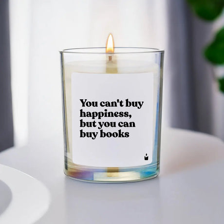 Duftkerze Rainbow Woody You can't buy happiness, but you can buy books von ChattyCandles