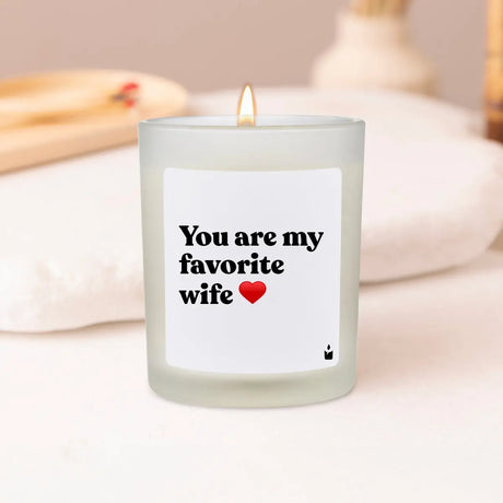 Duftkerze Weiss Woody You are my favorite wife von ChattyCandles