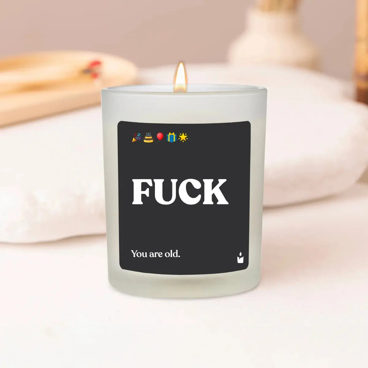 Duftkerze Weiss Flowery FUCK - You are old von ChattyCandles