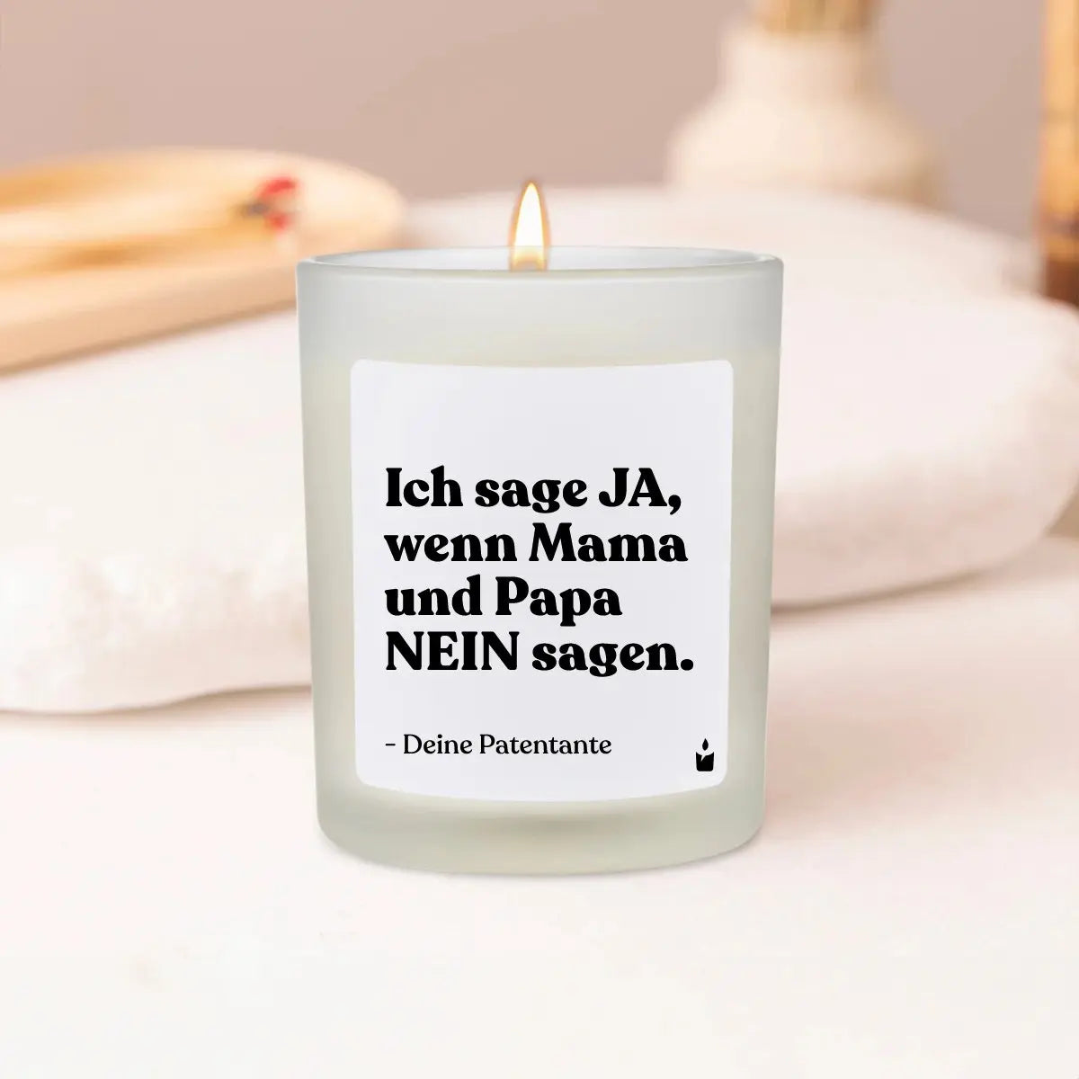 Duftkerze Weiss Flowery Ich sage Ja, wenn Mama und Papa Nein sagen. Deine Patentante von ChattyCandles