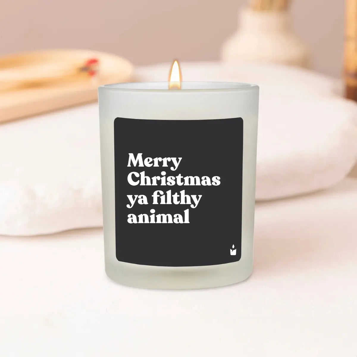 Duftkerze Weiss Woody Merry Christmas ya filthy animal von ChattyCandles
