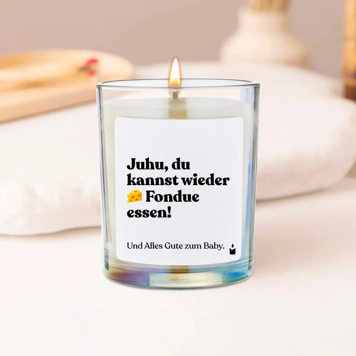 Duftkerze Flowery Juhu, du kannst wieder Käse-Fondue essen! von ChattyCandles