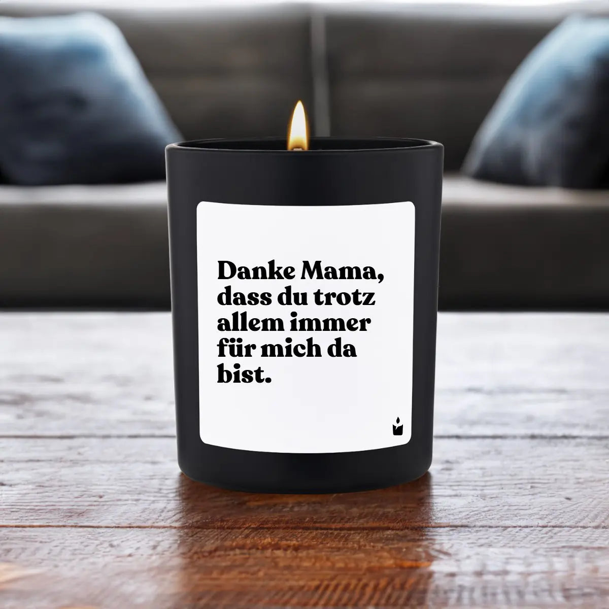 Duftkerze Schwarz Woody Danke Mama, dass du trotz allem immer für mich da bist. von ChattyCandles