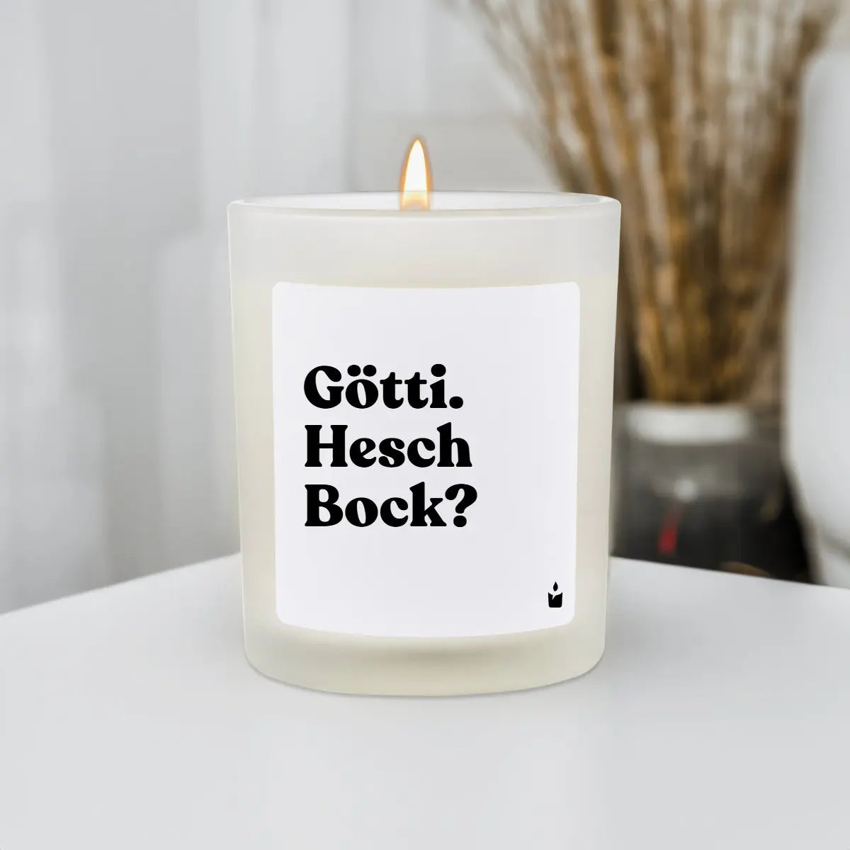 Duftkerze Weiss Flowery Götti. Hesch Bock? von ChattyCandles