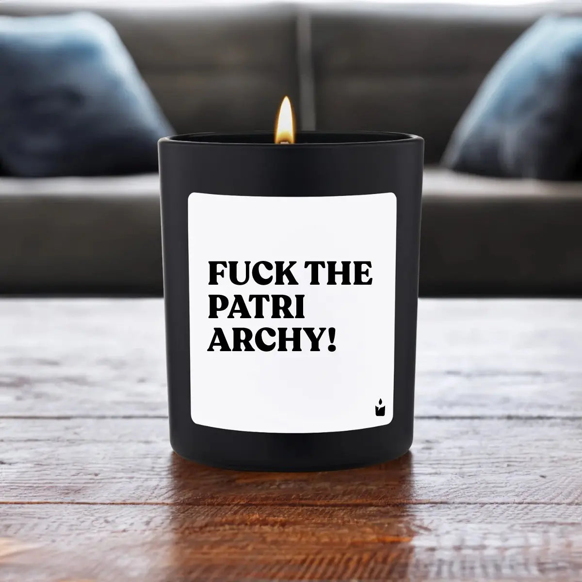 Duftkerze Schwarz Woody Fuck the Patriarchy! von ChattyCandles