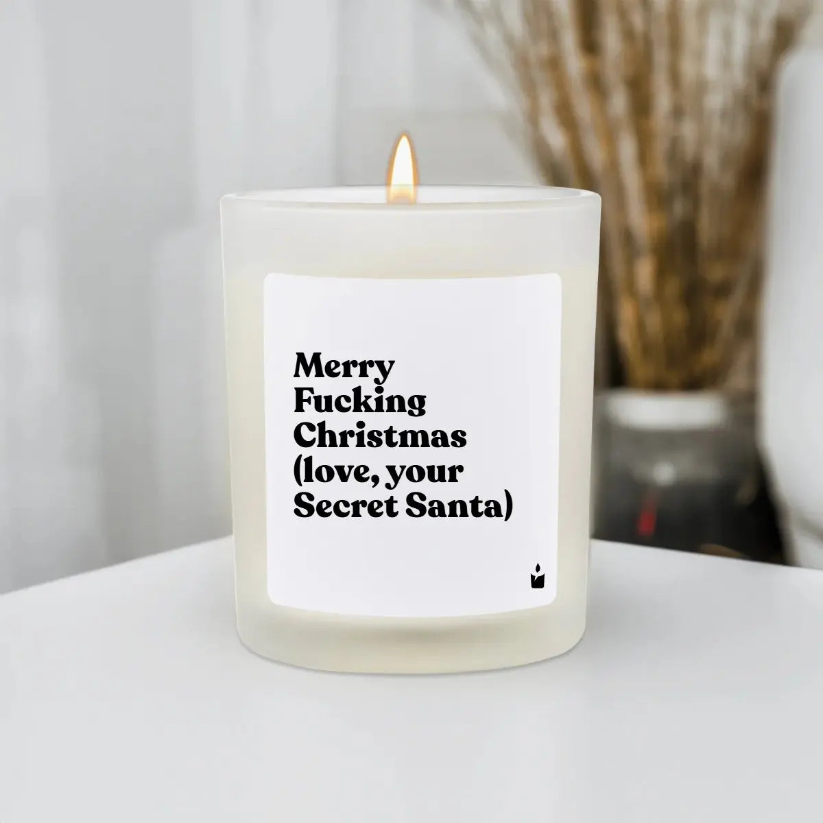 Duftkerze Weiss Woody Merry Fucking Christmas (love, your Secret Santa) von ChattyCandles