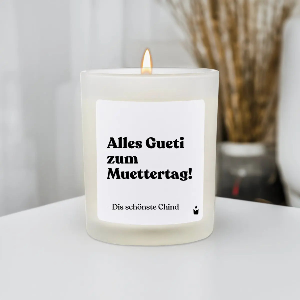 Duftkerze Weiss Flowery Alles Gueti zum Muettertag! - Dis schönste Chind von ChattyCandles