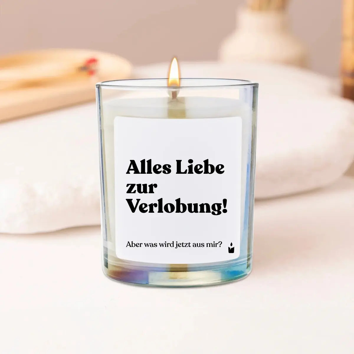 Duftkerze Rainbow Woody Alles Liebe zur Verlobung! Aber was wird jetzt aus mir? von ChattyCandles