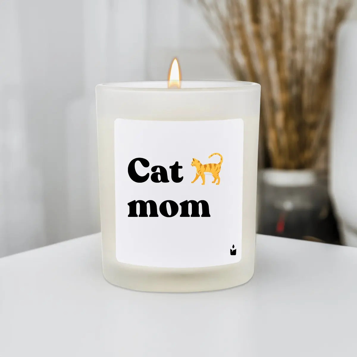 Duftkerze Weiss Woody Cat mom von ChattyCandles