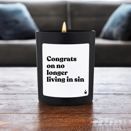 Duftkerze Schwarz Woody Congrats on no longer living in sin von ChattyCandles