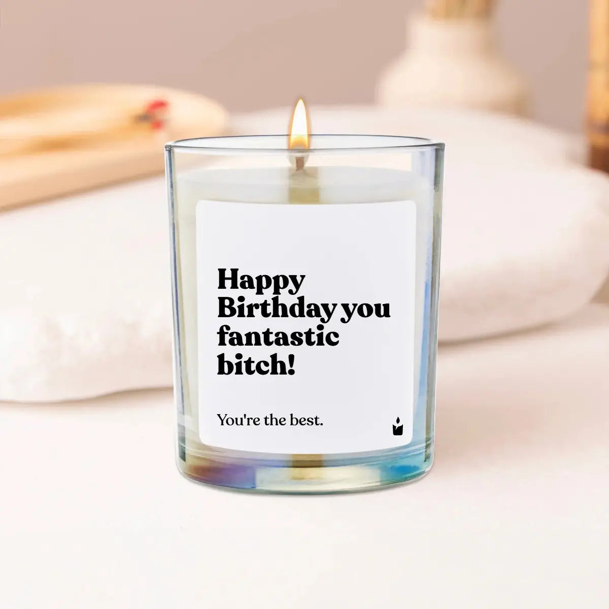 Duftkerze Rainbow Flowery Happy Birthday you fantastic bitch! von ChattyCandles