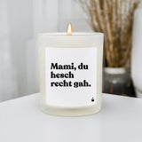 Duftkerze Weiss Flowery Mami, du hesch recht gah. von ChattyCandles