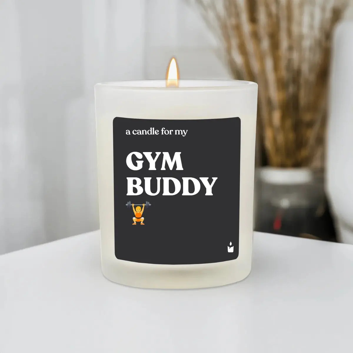 Duftkerze Weiss Woody a candle for my gym buddy von ChattyCandles
