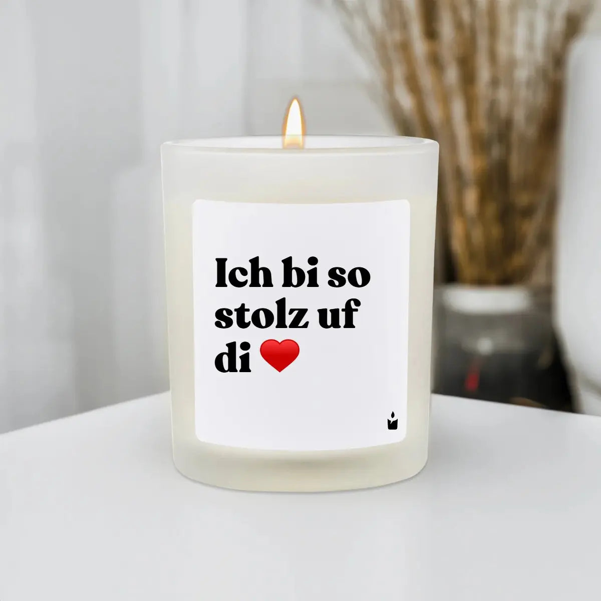 Duftkerze Weiss Flowery Ich bi so stolz uf di von ChattyCandles