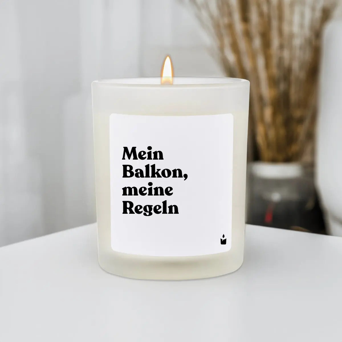 Duftkerze Weiss Woody Mein Balkon, meine Regeln von ChattyCandles