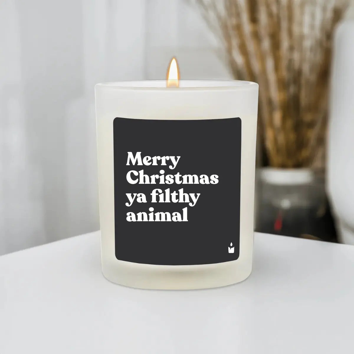 Duftkerze Weiss Woody Merry Christmas ya filthy animal von ChattyCandles