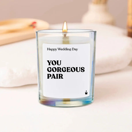 Duftkerze Rainbow Woody Happy wedding day you gorgeous pair von ChattyCandles