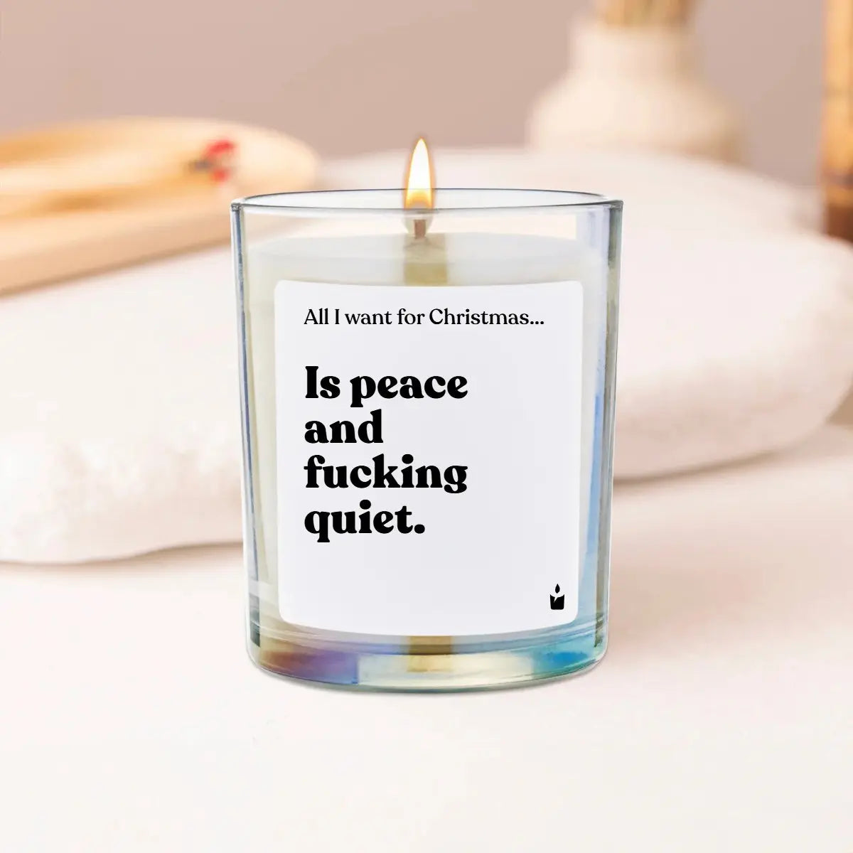 Duftkerze Rainbow Flowery All I want for Christmas is peace and fucking quiet. von ChattyCandles