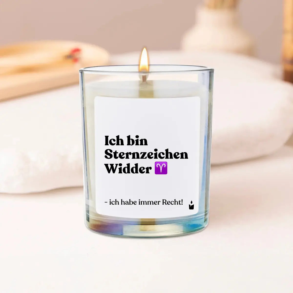 Duftkerze Rainbow Woody Ich bin Sternzeichen Widder - ich habe immer Recht! von ChattyCandles