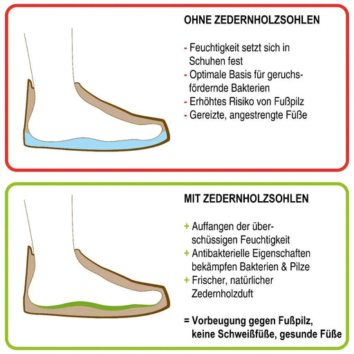 Zedernholzsohlen Damen Einlegesohlen gegen Schweissfüsse 40 EU von Nawemo