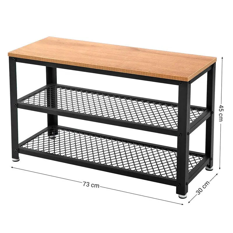 Schuhbank kompakt braun schwarz Holz-Metall von Songmics