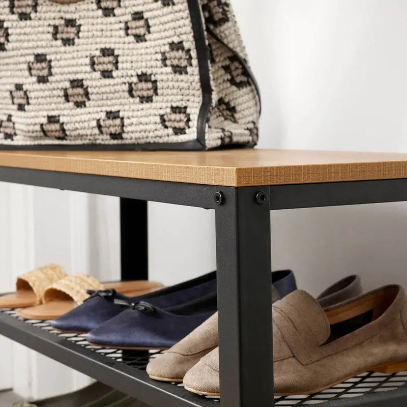 Schuhbank kompakt braun schwarz Holz-Metall von Songmics