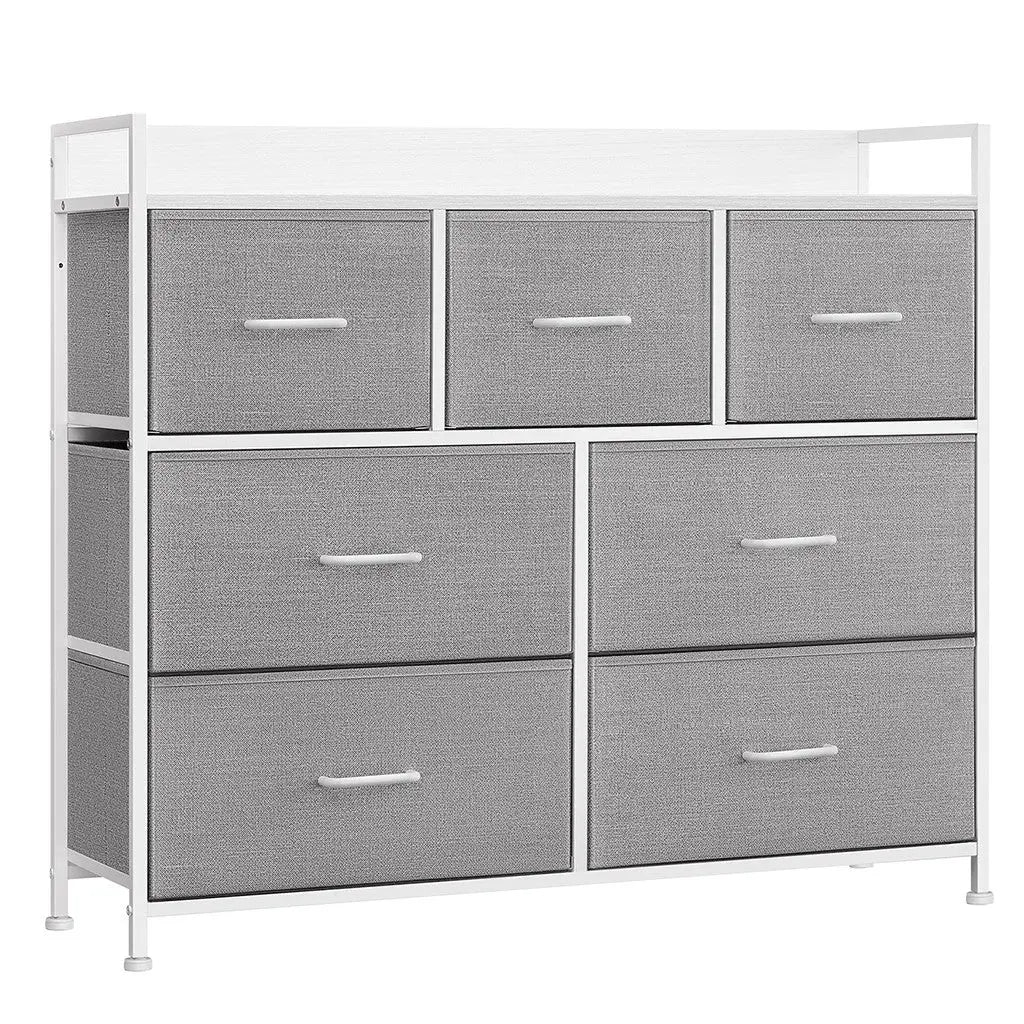 Kommodenschrank 7 Schubladen Grau Stoff von Songmics